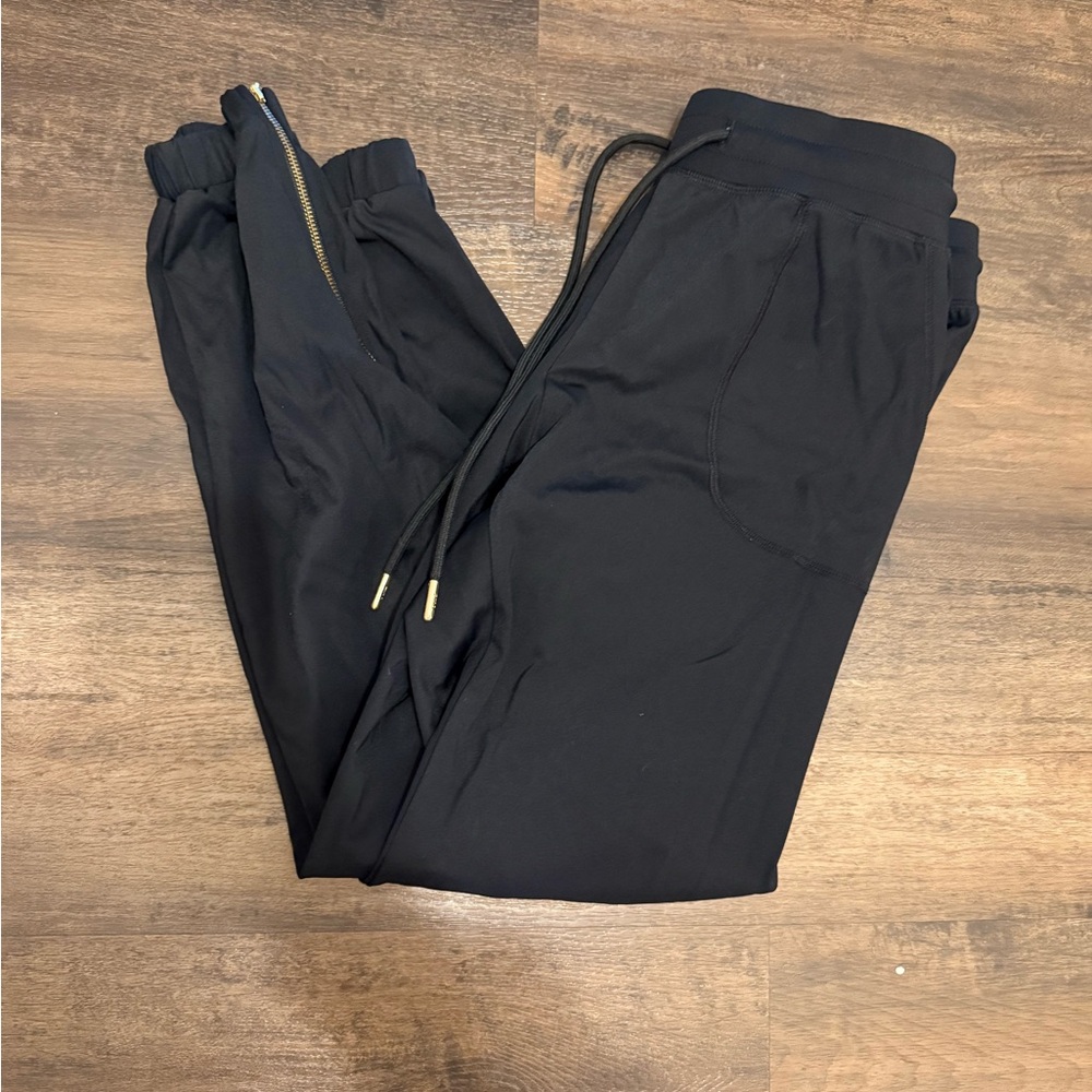 Zyia Active Black Joggers with Gold Zippers